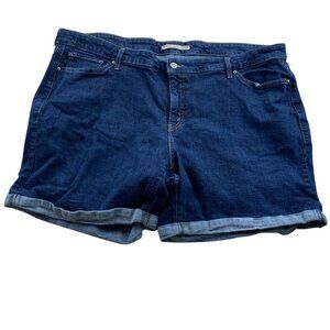 Levis Womens Classic Denim Shorts Size 24W Cotton & Viscose Blend Dark Blue